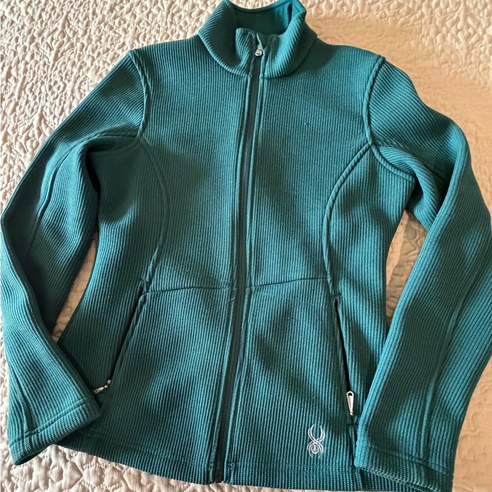 Spyder Endure Core sweater jacket‎ teal long sleeve size medium winter ski snow